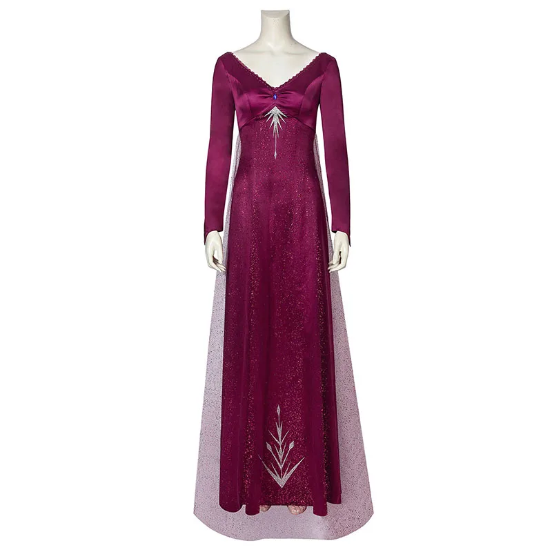 

Princess Elsa Costume Cosplay Fancy Dress Ice Snow Queen Grow Princess Girls Diamond Red Dress Adult Halloween Carvinal Outfit