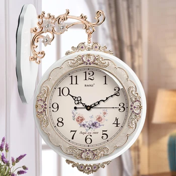 

Relogio Double Sided Wall Clock Modern Design Creative Silent Europe Style Wall Clock Living Room Relogio Parede Home Decoration