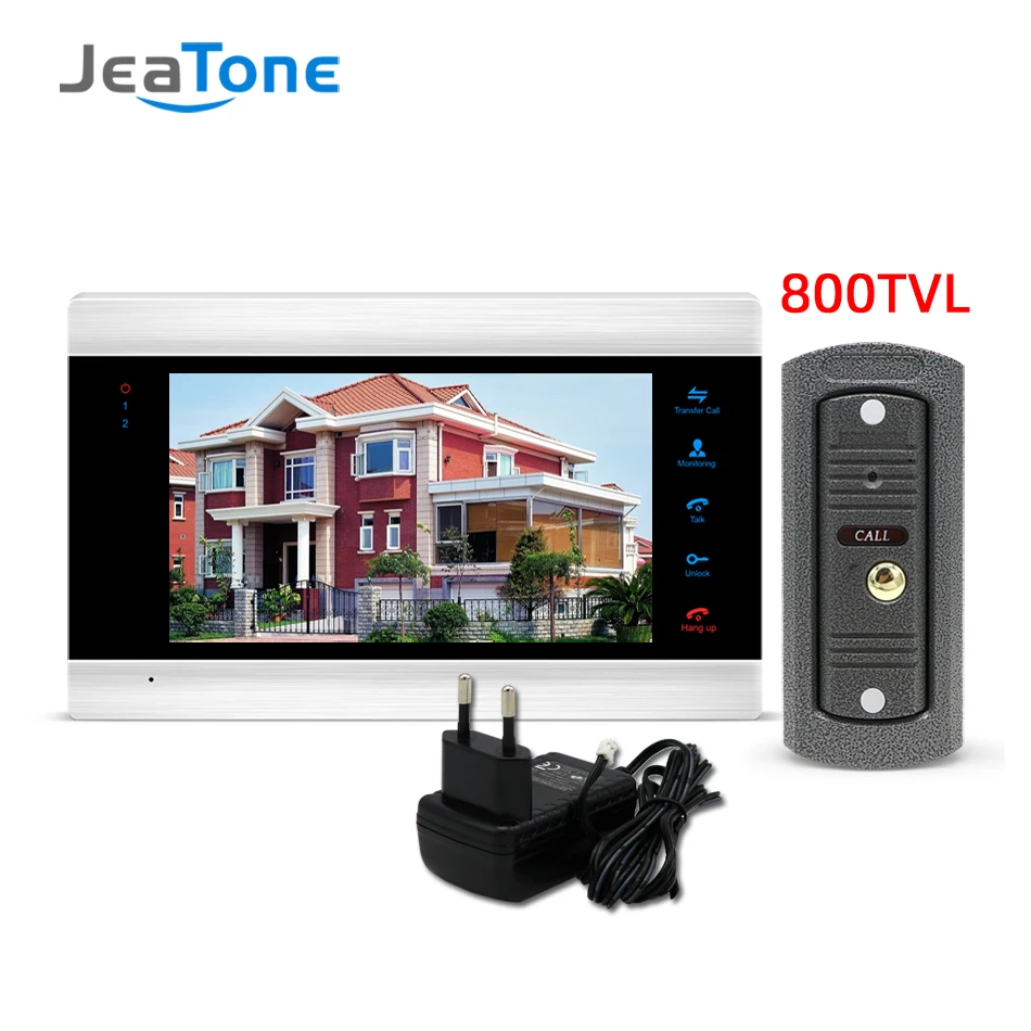 Jeatone 7 дюймов цветной ЖК Видео дверной телефон домофон система разблокировки