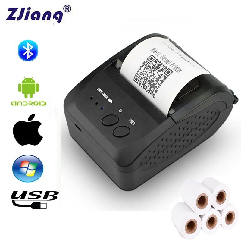 Портативный Bluetooth термопринтер Мини Pos чековый принтер для мобильного телефона карман 58 мм Счетная машина для супермаркета