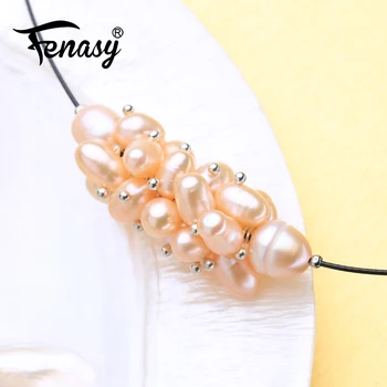 

FENASY Silver Color Accessories Vintage Pendant With Pearl Jewelry Choker Necklaces Natural Freshwater Pearl Necklace For Women