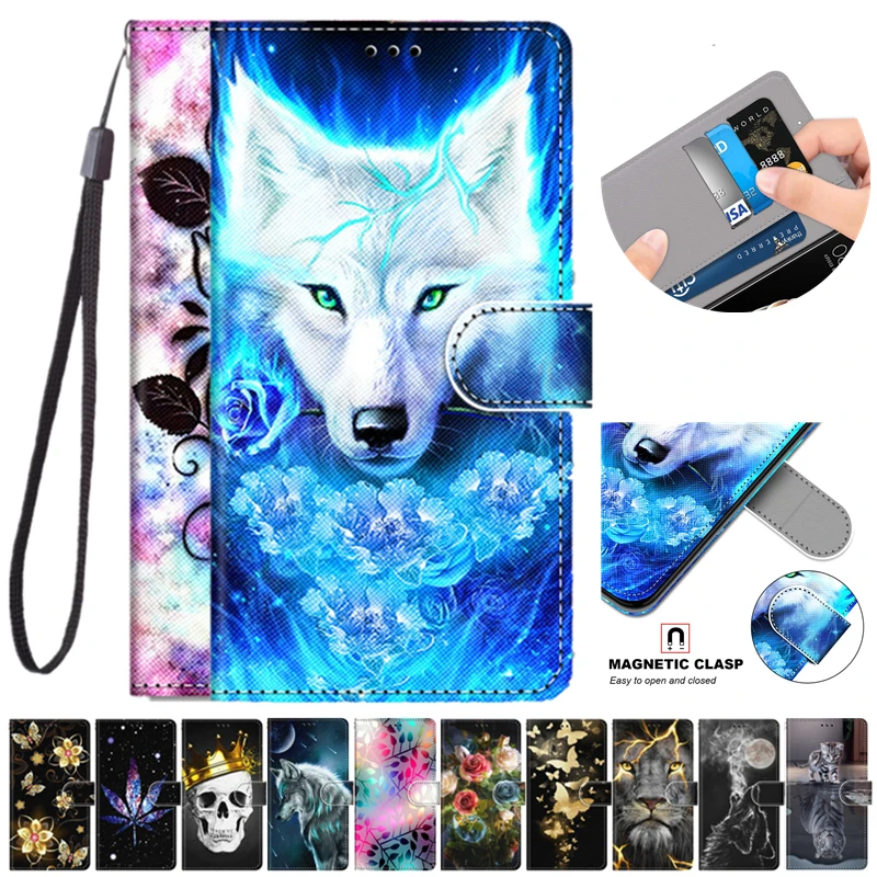 Cover Coque For Samsung Galaxy S5 S6 S7 S8 S9 Plus S9+ Case Cartoon Leather Stand Flip Protective Phone Covers Cases Shell Etui | Мобильные