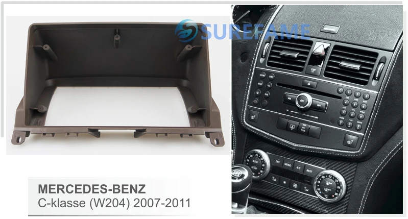 Автомобильная радиопанель Fascia 9 дюймов для MERCEDES BENZ C klsse (W204) 2007-2011 комплект