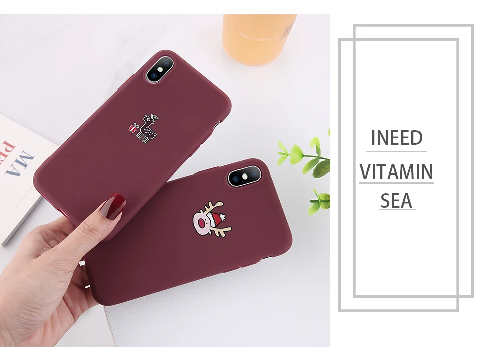 Lovebay винно-красный Рождественский чехол для iPhone X XR Xs Max 5 5 5S SE мультфильм Лось мягкие ТПУ чехлы накладки для iPhone 6 6s 7 8 Plus
