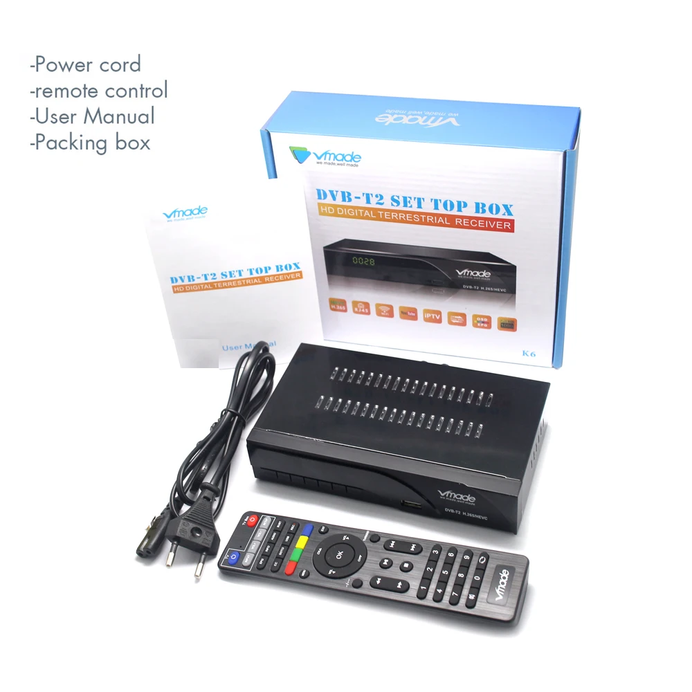 Новый H265 DVB T2 цифрового вещания ТВ коробка Dvb наземного приемник с HDMI Scart Dolby Ac3 H.265