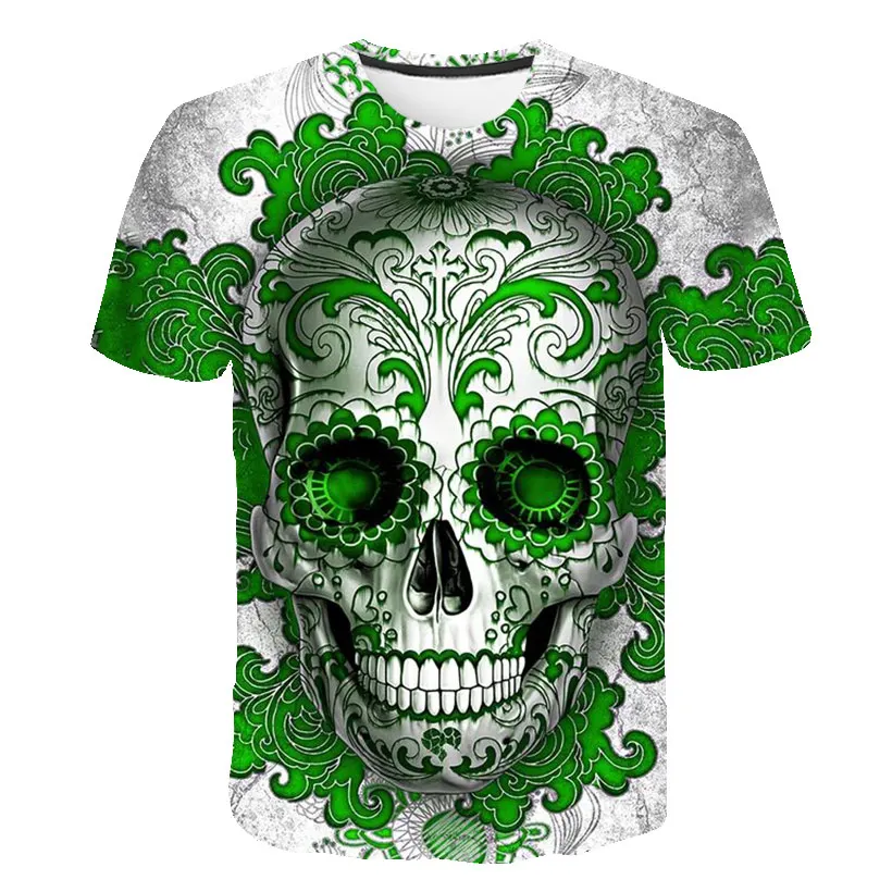 BZPOVB Новая мужская летняя футболка с принтом черепа Мужская футболка с коротким рукавом 3D футболка Повседневная дышащая футболка плюс размер футболка - Цвет: TX-3159