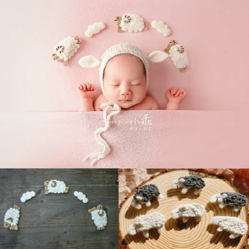 Newborn Baby Photography Props Creative Handmade Wool Mini Sheep for Studio Shooting Accessories Fotografia 1