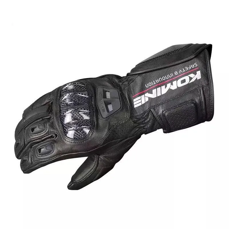Komine GK 198 Углеродные защитные кожаные перчатки для сенсорного экрана мотоциклетные перчатки для мотокросса MX Dirt Bike - Цвет: Black