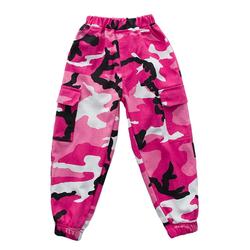 Ropa de estilo Hip Hop para niños y niñas, pantalones Cargo tácticos militares de camuflaje rosa, traje de de baile| - AliExpress