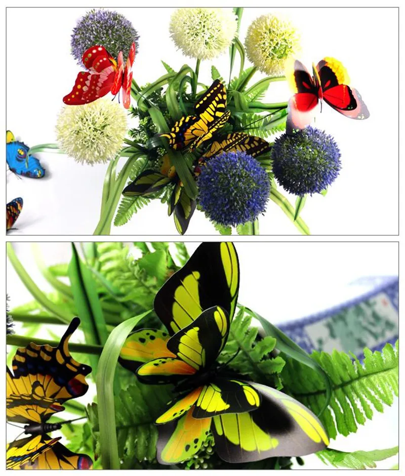 10PCS/Lot Artificial Butterfly Garden Decorations Simulation Butterfly Stakes Yard Plant Lawn Decor Fake Butterefly Random Color