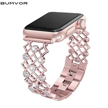 

women Diamond watch Band for apple Watch 38mm 42mm 40mm 44mm Stainless Steel strap iwatch Series 5 4 3 2 1 Wrist band Bracelet