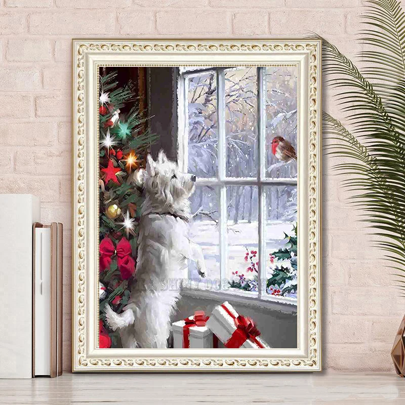 5D Diy бриллиантовый рисунок Рождество животные, собака, кошка, снеговик полная дрель Алмазная вышивка крестиком Мозаика домашний Декор подарок