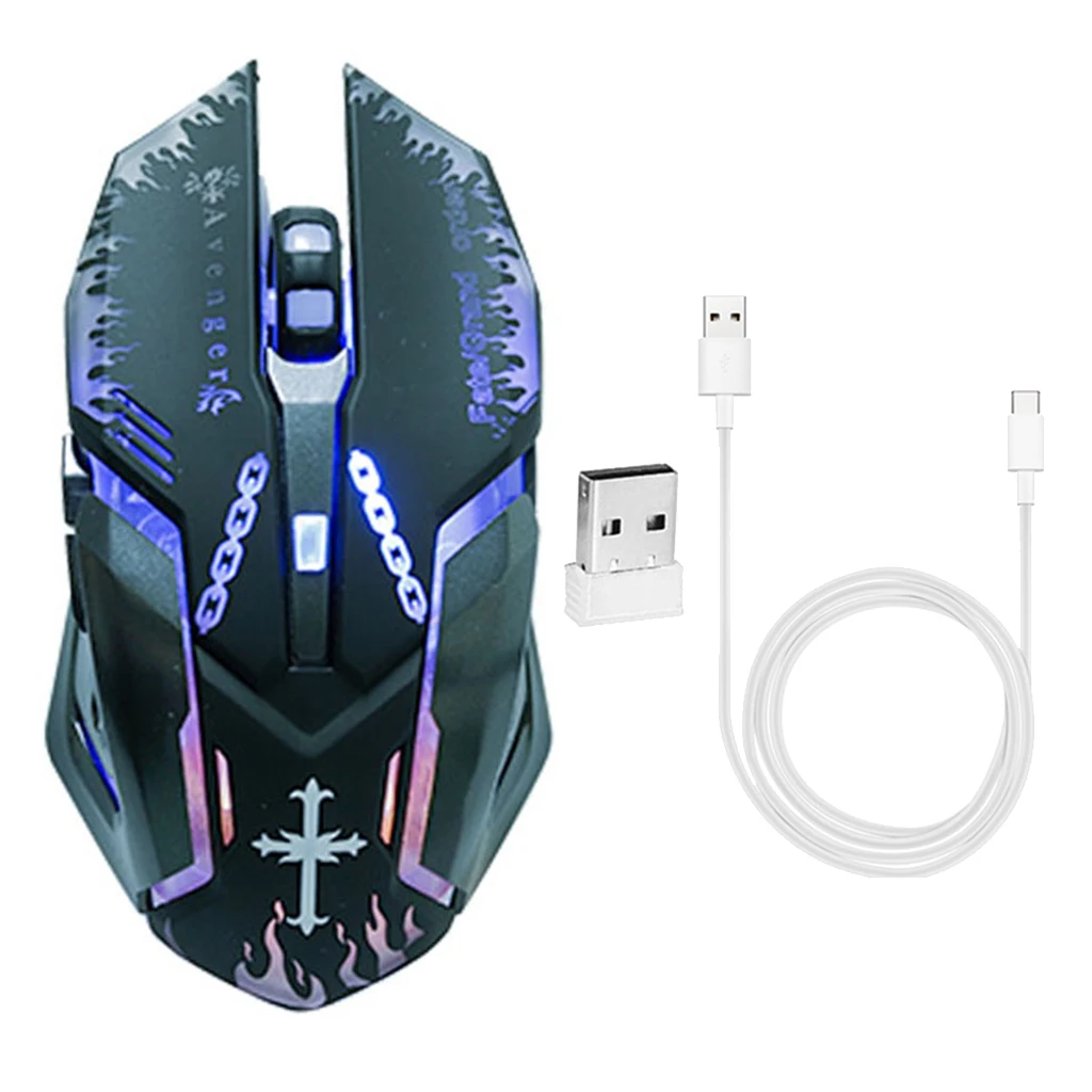 Rechargeable Wireless Gaming Mouse 2.4G LED Optical Silent Wireless Computer Mouse 3 Adjustable DPI Ergonomic Auto Sleeping