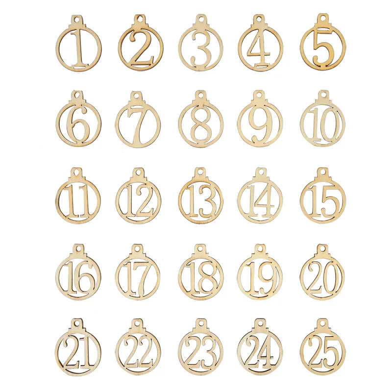 Wooden Christmas Advent Calendar Countdown Number 1-25 Tags Home Party Christmas Decorations Advent Calendar Pendant 25Pcs/Set,christmas countdown calendar,christmas advent calendar