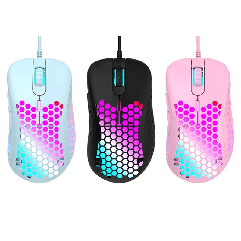 M65 цветной RGB светильник вес проводная мышь полый сотовый корпус игровая 6 точек