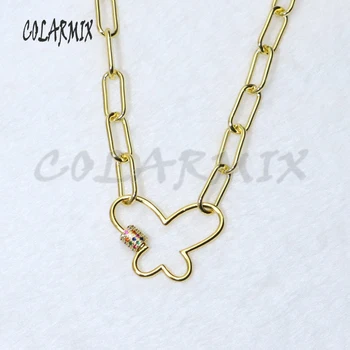 

3 strands butterfly pendant necklace rainbow zircon clasp pendants 18" keep color chain for layer necklace fashion jewelry 50086