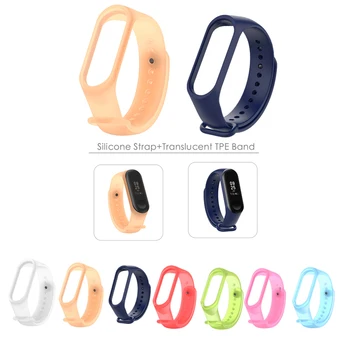 

2pcs Silicone Strap + Translucent TPE Band Wrist Strap Replacement For Mi band 3 4
