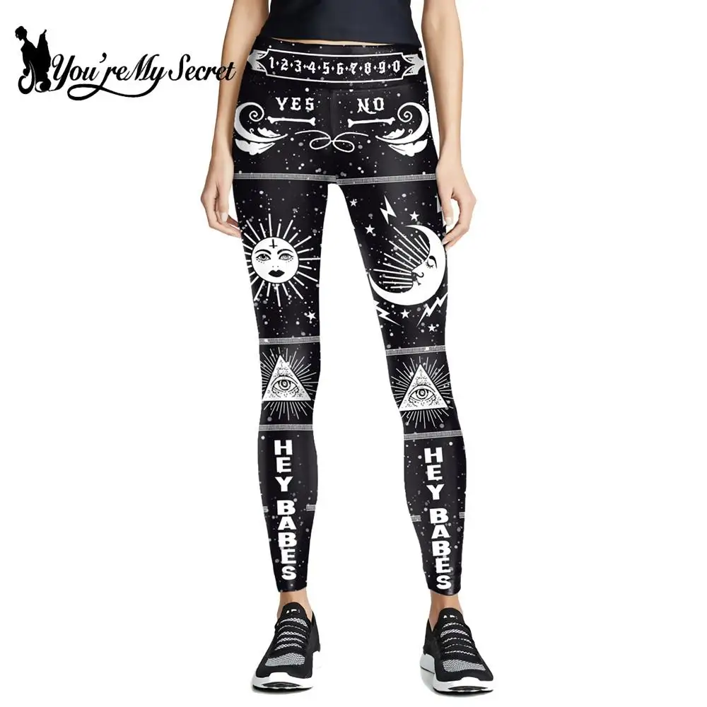 [You're My Secret] NEW Ouija Leggings Women Satan Devil Black Pants Baphomet Dark Gothic Leggins Lucifer Fitness Workout Legins fishnet leggings Leggings