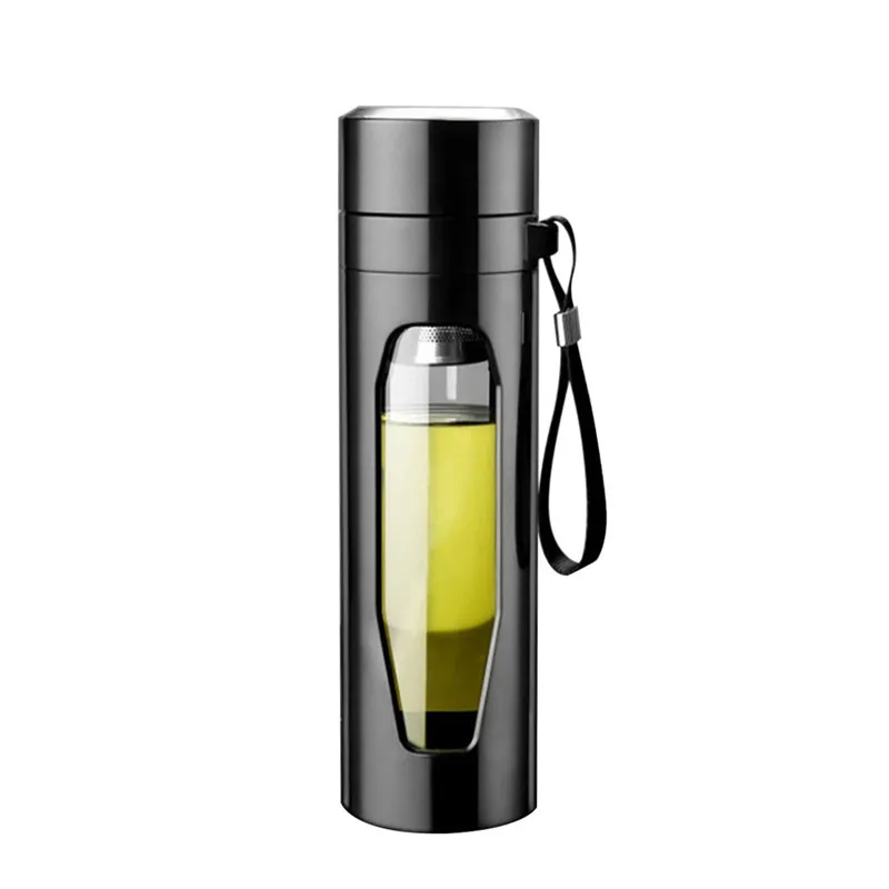

Glass Water Bottle Coffee Tea Cup Infuser with Lid Filter Portable Double Layer Bottle for Camping Travel Outdoor Drinking