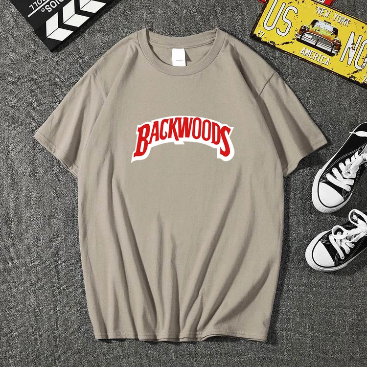 Летний Для мужчин BACKWOODS печать T рубашка мужская мода короткий рукав, о-образный вырез, хлопковая футболка в стиле хип-хоп Рок уличная Для мужчин Костюмы - Цвет: Хаки