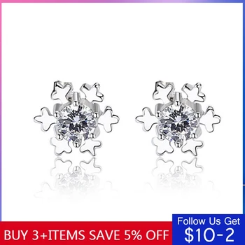 

CodeMonkey 100% 925 Sterling Silver Crystal Snowflake Stud Earrings Fashion Zircon Earrings Fashion Jewelry CME1011