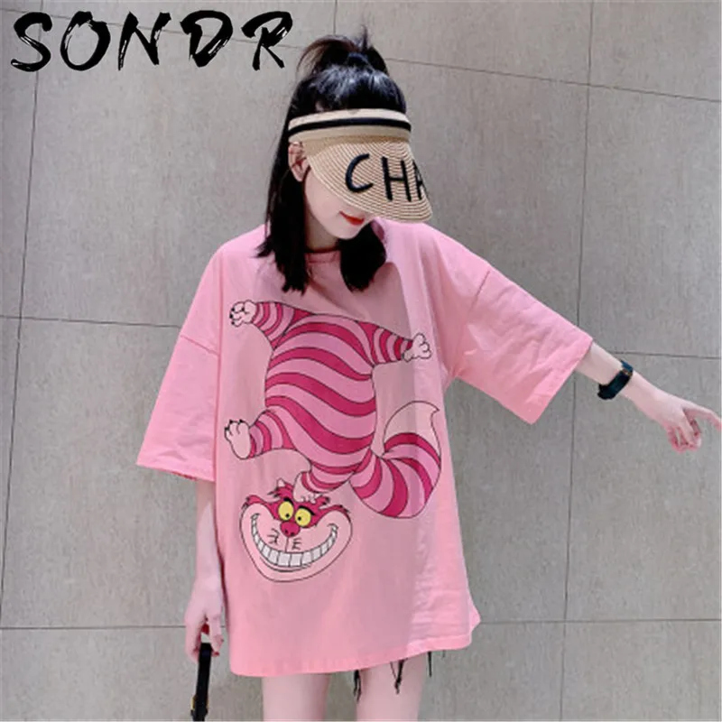 Summer Fashion T-shirt Women harajuku streetwear cartoon print Lion King O-neck loose angel tshirt Female Tops plus size