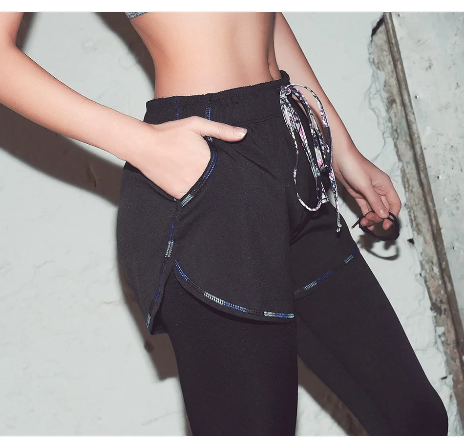 

New Style Korean-style Camouflage Mock Two-Piece Running Athletic Pants Large Size Slim Fit Slimming Yoga Pants