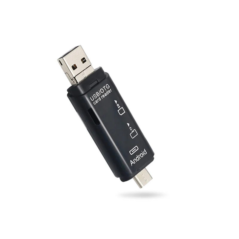 Черный 3 в 1 Тип C и micro USB и USB кардридер USB OTG высокоскоростной SD TF расширение карты адаптер для Android телефона Mac компьютера - Цвет: Черный