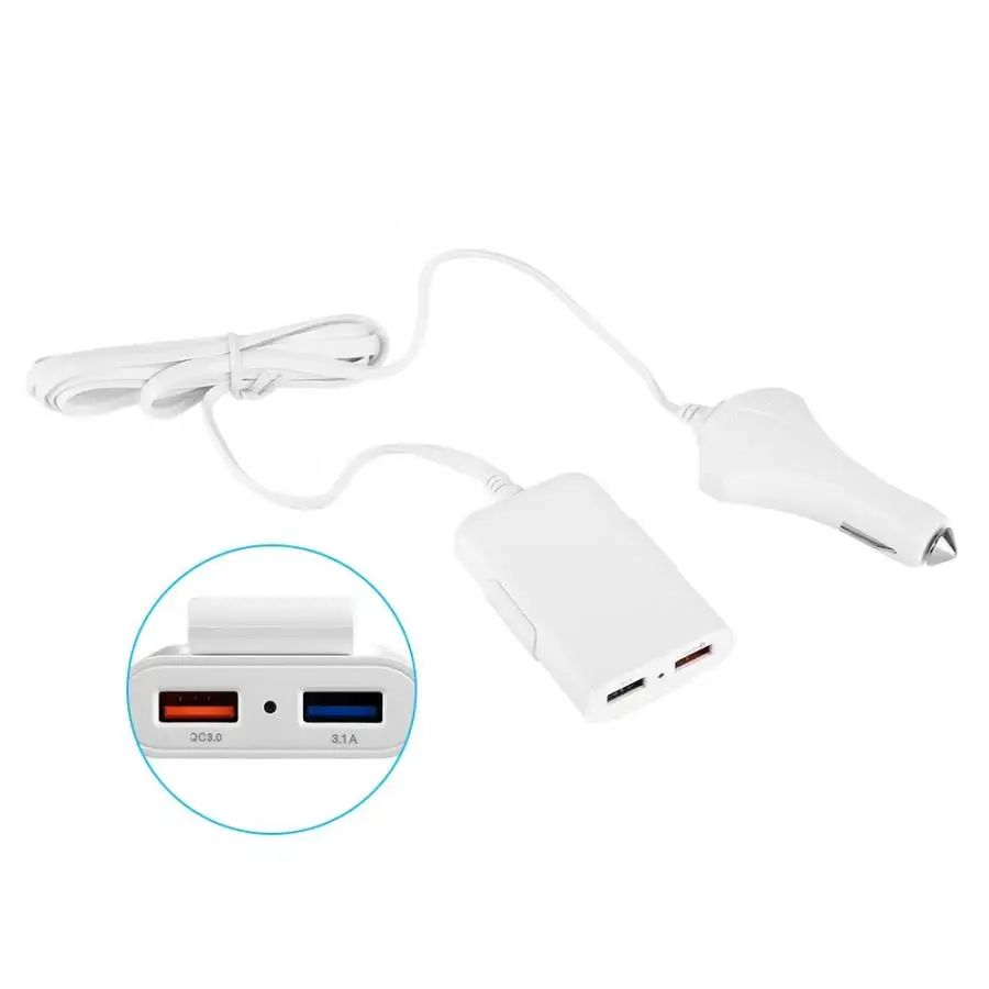 Cargador 4 USB QC3.0 удлинитель для быстрой зарядки автомобильное зарядное устройство для грузовика с зажимом для ремня