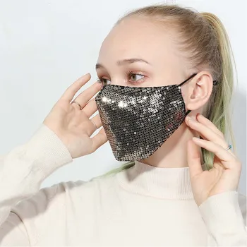 

Fashion Sequin mask Cotton Keep Warm anti-haze Masks Shining Party unisex Breathable Mouth Respirator Washable Face Cover Masks