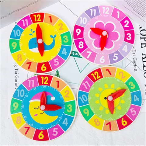Wooden Clock Toy Teaching Aids Clocks and Watches Learning Props Clockface Learning Cognitive Time Model Educational Toys