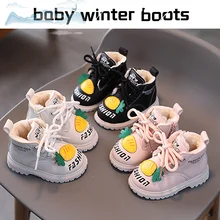 Crianças martin botas de algodão grosso do bebê meninos inverno botas quentes crianças moda bonito dos desenhos animados 1 2y macio primeiro walker sapatos para meninas