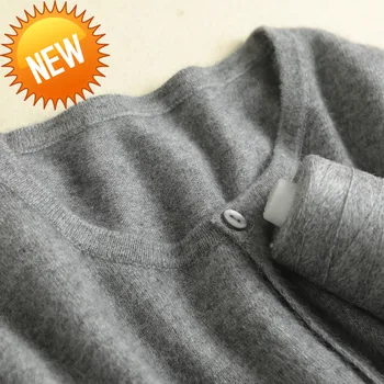 

Solid Women Cardigans long sleeve basic sweater 15�shmere 85%Natural Silk knitted sueter top Fall Winter