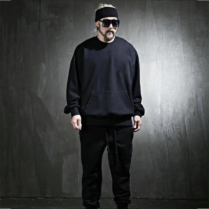 Men's Long Sleeve Hoodie Spring And Autumn New Set Head Korean Popular Fashion Pocket Decoration Leisure Loose Large Size Hoodie