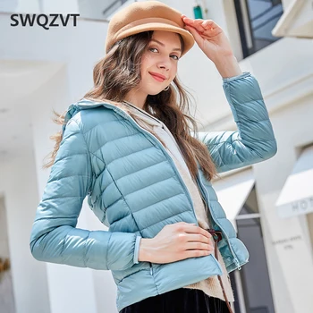 

2019 New Hooded Women Down Coat Casual Thin Light Ladies Female Jacket Coat Winter Warm short Jacket Women Clothes outwear