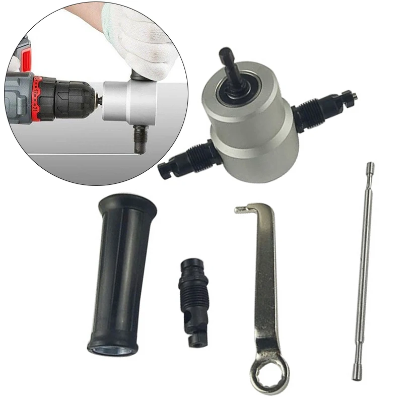 

Dual Head Sheet Metal Cutting Nibbler Hole Saw Cutter Electric Drill Attachment