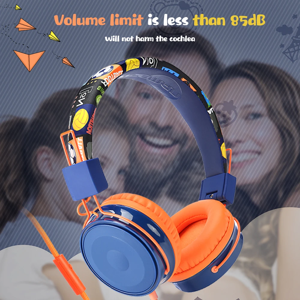 Wired Headphone With Microphone Girls boys Music Stereo Earphone Computer Gamer Children Earphone Foldable Headset Kids Gift