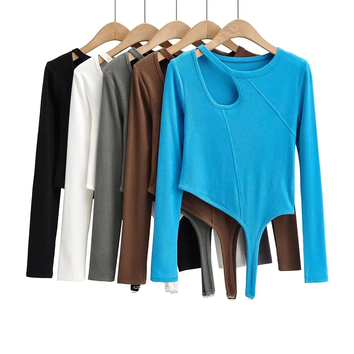 

Sexy Knitted Hollow Out T Shirts Tops Women O Neck Long Sleeve Irregular Pothook Knitwear Tee Fall Skinny Stretch Tshirt Clothes
