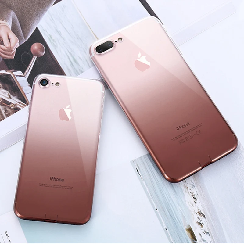 Прозрачный градиентный фиолетовый чехол для телефона IPhone 8 7 6 6S Plus 8P ультратонкий