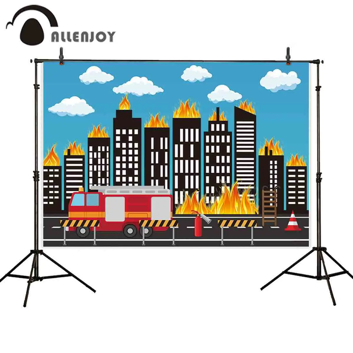 Allenjoy фон мультфильм пожарная машина облака строительство безопасность Дети