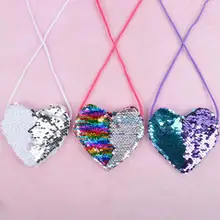 Милая Детская сумка-мессенджер в форме сердца, школьные сумки для малышей, сумки, кошелек с блестками для детского сада, поясные сумки для девочек