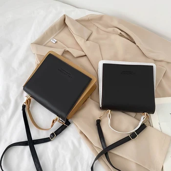 

Fashion Women PU Shoulder Satchel Bag Hit Color Travel Office Messenger Handbag Popular Simple Female Daily Bag