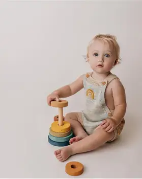 

Knitted Baby Clothes Newborn Baby Romper Jumpsuit Boy Rainbow Embroidery Infant Baby Girl Romper Toddler Romper Boy Overalls