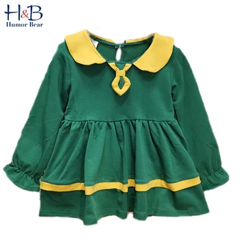 

Humor Bear 2020 New Girl'S Dress European &American Spring &Autumn Long-Sleeved Fashion Striped Lapel Tie Dress Kids Clothes