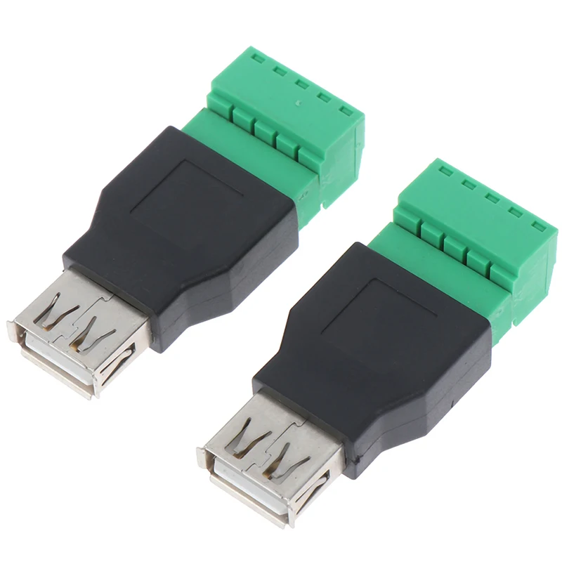 

1Pc USB Female To 5P Screw Shield Plug Terminal Adapter Connector