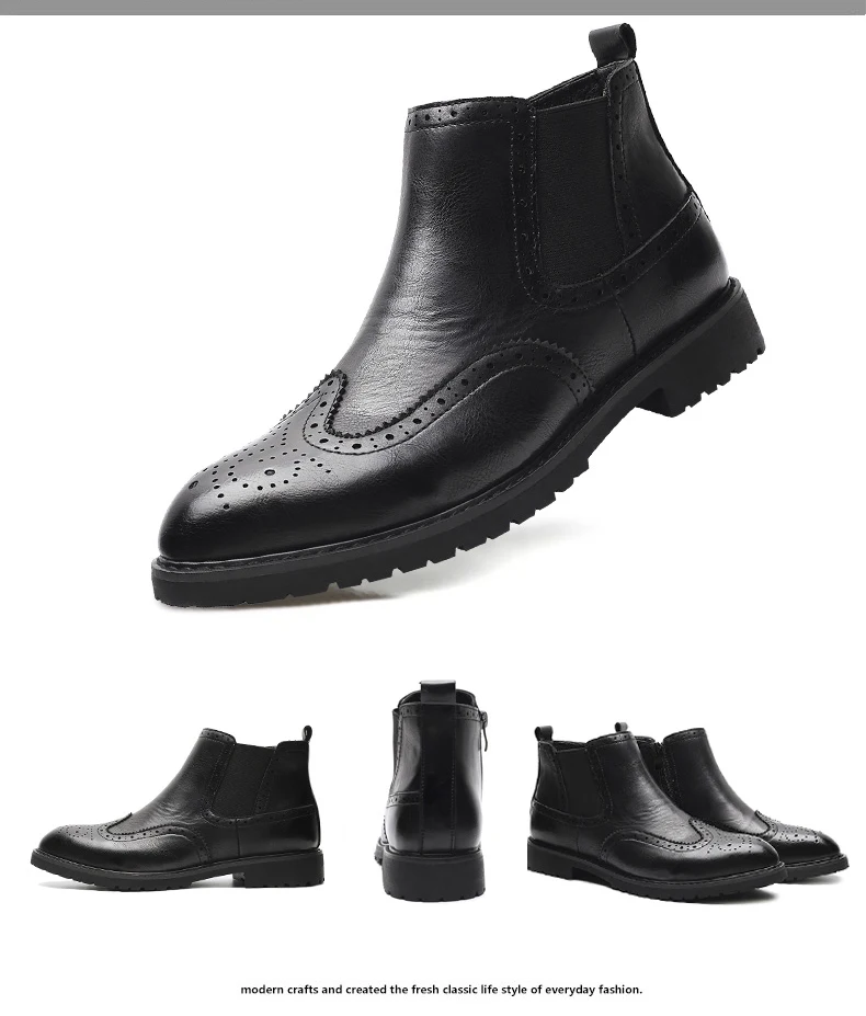 Осенние мужские ботильоны высокого качества роскошные модные резиновые ботинки челси мужские# PZ78095-2