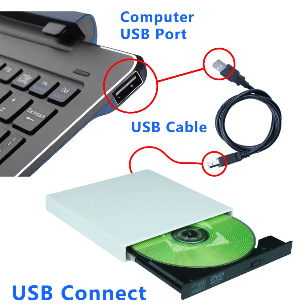 External Dvd Drive Sata To Usb Case For Laptop Notebook