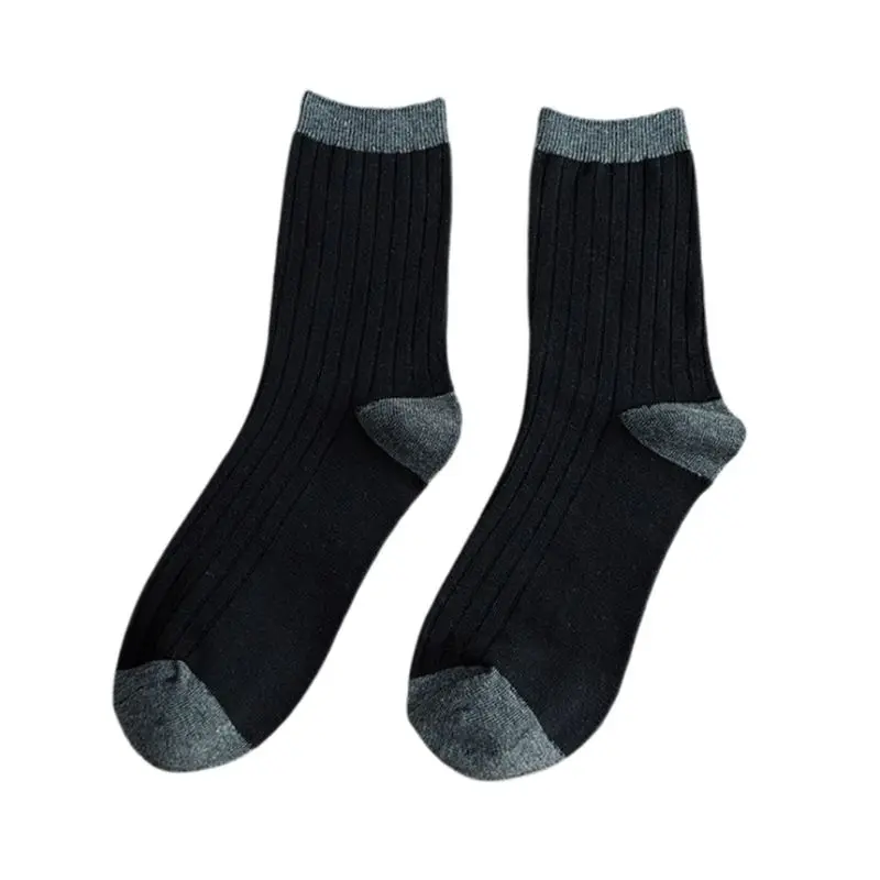 Японские мужские ребристые трикотажные вертикальные полосатые контрастные цветные хлопковые длинные носки
