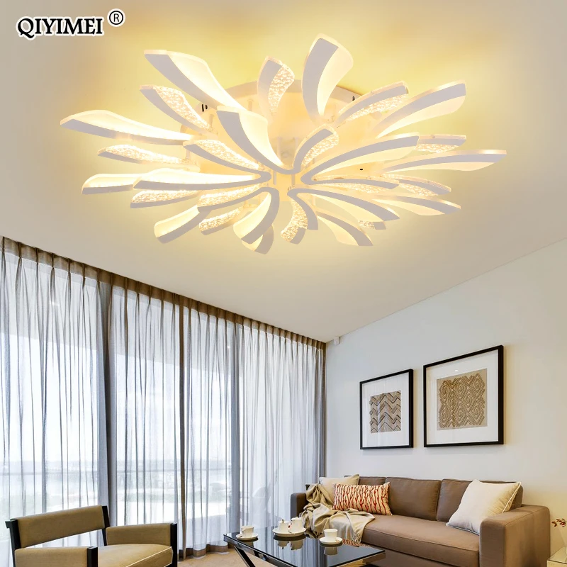 LED Ceiling Chandelier Modern Lights For Living Room Bedroom Dining Study Room White Black Body AC90-260V