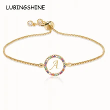 Роскошная инкрустация AAA, мульти циркониевая оболочка, 26 букв, амулеты, браслет для женщин, начальный алфавит, регулируемая цепочка, браслет, ювелирное изделие, подарок